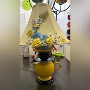 One of a kind, handmade Fiesta teapot lamp
